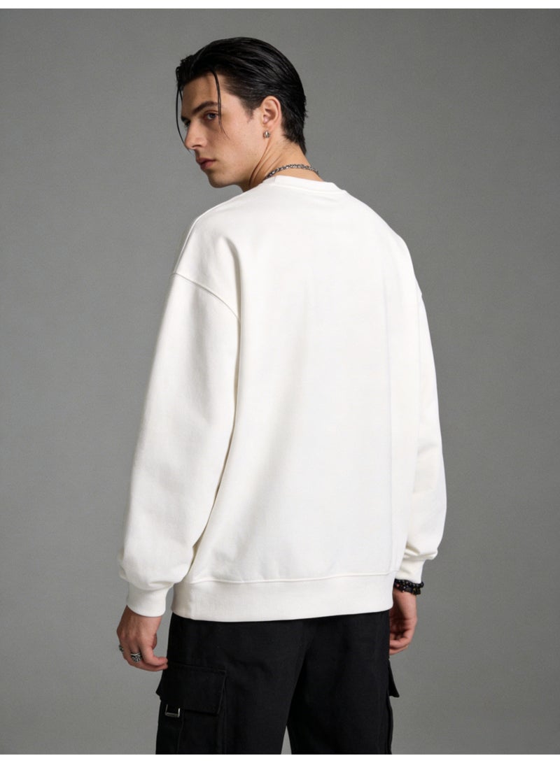 ليرين Off-White "Headphone & Music Note" Doodle Oversized Crew Neck Sweatshirt | Unisex Pullover With "Call me" Slogan - Image 4